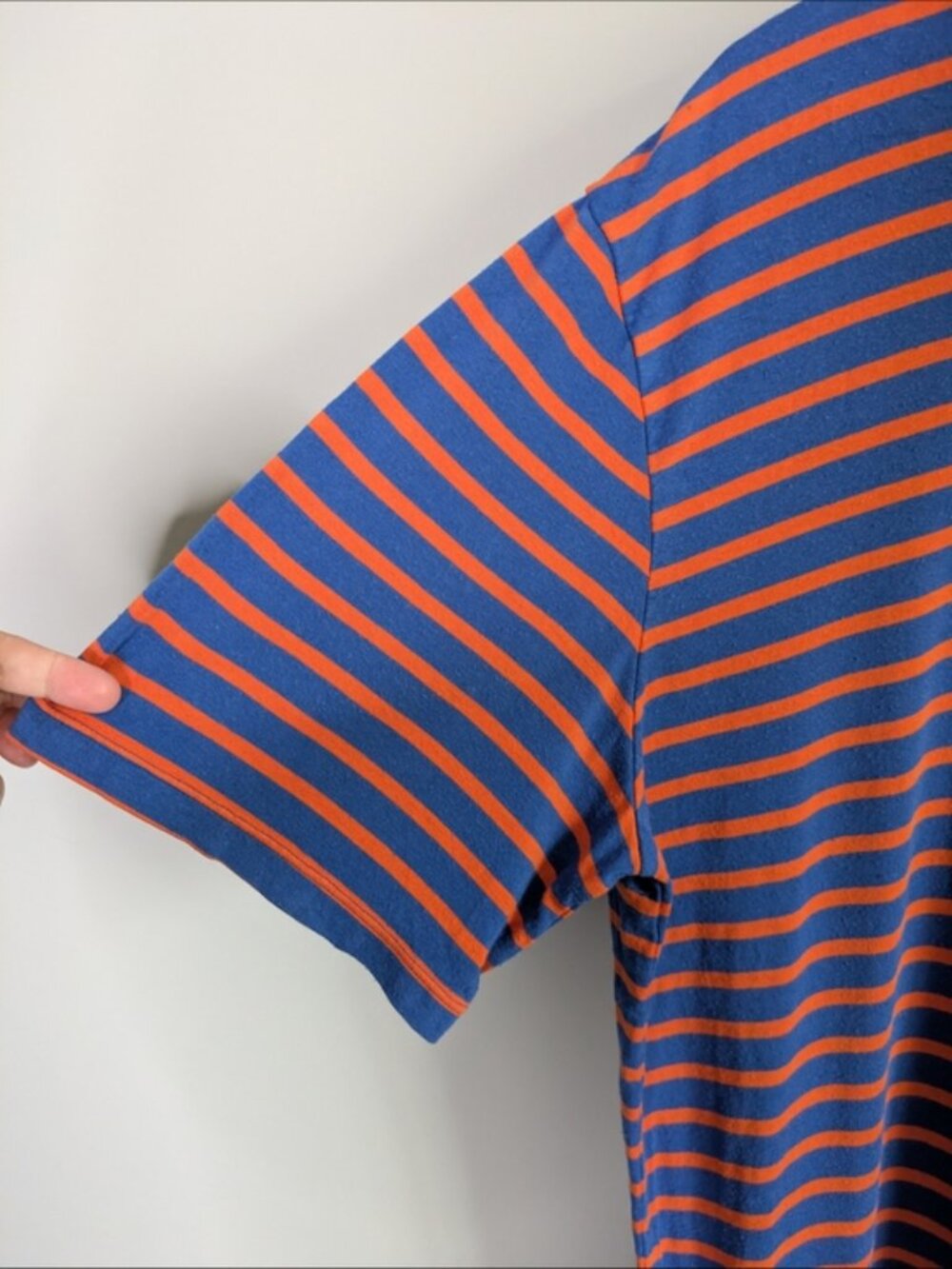 Sonnet James Reese A Play Dress‎ Size L Blue/Orange Stripes Short Sleeve Midi - Picture 4 of 6